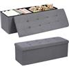 NK Pouf Panca Contenitore Pieghevole 110x38x38cm Grigio - Baule 300kg | Cassapanca otomana con divisorio removibile e seduta imbottita. MDF E0 e tessuto testato per ingresso o soggiorno.