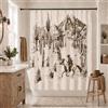 Hipposama Tenda da doccia con cowboy occidentale, tenda da doccia con cactus, tenda da doccia country per bagno, cowboy selvaggio americano che cavalca cavallo nel deserto, tessuto impermeabile con 12 ganci,