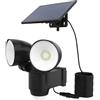 Lumisky Proiettore solare a due teste orientabili illuminazione potente pannello solare deportato LED bianco WALEE NERO con sensore di movimento H15,4 cm