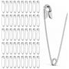 Carehabi Spille da Balia Grandi 55 mm, 100 Pezzi, Colore Argento | Chiusura classica, fissaggio tessuti, riparazioni DIY, sciarpe e pettorali, spille per bricolage