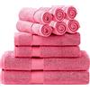 Simpli-Magic Set di asciugamani da bagno, 2 asciugamani da bagno, 2 asciugamani per le mani e 6 asciugamani (set da 10 pezzi), asciugamani in cotone filato ad anello altamente assorbenti per bagno, telo doccia