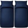 Amazon Basics Set copripiumino singolo in microfibra, 2 pezzi, copripiumino 135 x 200 cm e 1 federa da 50 x 80 cm, blu navy, tinta unita (Confezione da 2)