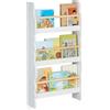 Relaxdays Scaffale a Parete per Bambini, Libreria a Muro, 3 Ripiani per Libri e Giochi Cameretta, 80x42,5x14 cm, Bianco