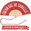 Fisura - Ventaglio in legno dal design originale con messaggio "fai un sol de carallo". Accessorio vivace e colorato, ventaglio a mano rosso con gancio pratico. Dimensioni: 42,5 x 23 cm