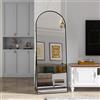 MOTUZP Specchio a Figura Intera, 160 x 50 cm Specchio da Terra ad Arco, Specchio da Parete o da Terra, Cornice in Lega di Alluminio Nero, per Soggiorno, Camera da Letto, Corridoio (Archi)