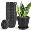 Freyeeti 12 cm Vaso con Sottovaso Il Giro Set di 6, Nero | Imposta Completo Vaso Fioriera da Interno Ed Esterno per Casa e Ufficio, Vasi da Fiori per Piante, Erbe, Orchids