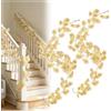 YUZHEDM Ghirlanda di fiori artificiali, 2 pezzi, 1,8 m, fiore artificiale Deco ciliegio, per decorazione matrimonio, casa, giardino, ghirlanda di fiori in seta realistica con fiori, champagne