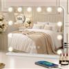 Pureglow Hollywood - Specchio da trucco con 15 lampadine LED dimmerabili, specchio da trucco illuminato con 3 modalità di illuminazione colorata, controllo touch, con porte di uscita USB e tipo C