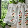Treer Voile Tende Corte per Finestre 2 Pezzo, Tende Cucina Moderne Ricamo, Tendine Cucina con Tasca, Semitrasparenti, Decorazione per Finestre Piccole, per Bagno e Bistrò (Bianco,145x45cm)