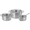 Electrolux E9HOPS CookWell Set 3 Pentole Acciaio Inox, Coperchi Vetro