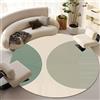 Generic Tappeto rotondo verde diametro 180 cm moderno motivo geometrico soggiorno e camera da letto tappeto salvia scuro crema e beige elegante arredamento per la casa morbido e durevole