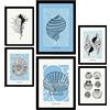 Nacnic Set di 6 poster a inchiostro nero. Conchiglie rotonde. Stampe artistiche del mare e dell'oceano per l'arredamento e la decorazione d'interni. A3 & A4, senza cornici.
