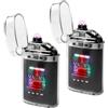Aicharynic Accendino ad arco elettrico: 2 pezzi USB elettronico accendino tempesta elettrico ricaricabile, impermeabile Dual Arc Lighter con indicatore della batteria, regali per uomini e papà amici