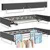 FREEAMG Stendibiancheria da parete con 5 barre, stendibiancheria pieghevole per interni ed esterni, 4 metri di lunghezza di essiccazione, risparmio di spazio, nero (80 cm)