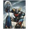Generico Quadro su Tela Pop 'GOLDRAKE CARTONE POSTER VINTAGE #12' - Stampa XL Minimalista Bianco/Nero con Accenti Azzurri - Arredo Murale Luxury Statement per Appartamento Moderno IDEA REGALO Adulto