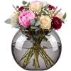 Glasset Olivia Mossy Vaso in Vetro Grigio Sfera Decorativa per Rami e Candele Galleggianti Grigio Fumo Trasparente Vetro Soda Calcio Capacità 3195 ml Altezza 15,5 cm per Soggiorno Sala da Pranzo