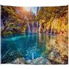 A.Monamour Arazzo da Parete Grande Mandala Cascata Di Acqua Turchese Lago Pietre Montagne Alberi Parco Nazionale Natura Scenario Telo Tessuto Tenda Tovaglia Copriletto Arazzi Murale Decorazione