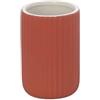 Generico Accessori Bagno in Ceramica Linea Color Rosso Mattone Soft-Touch - Set Bagno Moderno con Design Cannettato, Varianti Dispenser Sapone, Portaspazzolino e Portascopino W (portasapazzolino)