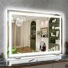 ROLOVE Specchio cosmetico illuminato grande da 32 x 55,9 cm, con 3 modalità dimmerabili, specchio per trucco a LED, per bagno e spogliatoio, da tavolo o da parete, ingrandimento 10x, bianco