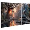 islandburner Quadro su tela Statua Buddha nel giardino del tempio al tramonto, 3 pezzi, edizione S1