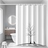 Generic Tenda Doccia Albero Nero Impermeabile in Poliestere Tessuto Tende da Doccia Decorazione Moderna 3D Antimuffa Shower Curtain 90x200 Tenda Vasca da Bagno Lavabile in lavatrice con 8 Ganci b.658