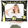 POPOYU Cornice gonfiabile per selfie da cabina fotografica del 40° compleanno nero oro, oggetti di scena per cabina fotografica per festa del 40° compleanno, cornice fotografica gonfiabile gigante divertente