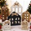KIKVTER Decorazioni Natalizie Legno, 6 Pezzi Addobbi Natalizi Casette Natalizie, Casette Natalizie Luminose, Casetta Natalizia, Casetta di Natale per La Casa, Decorazioni Tavola Natale, Invernali