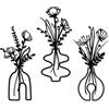 Pduoduo Decorazione da parete in metallo nero a forma di fiore, vaso in metallo con fiori, decorazione artistica da parete, scultura floreale in ferro da appendere per camera da letto, cucina e soggiorno