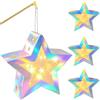 Joycabin 4 Lantere Stella DIY con Luci LED e Bastoncini, Set Creativo | Set per 4 stelle luminose fai da te con pellicola olografica argentata, corda di canapa, ideale per San Martino e feste