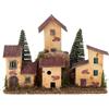 Holyart Ambientazioni, botteghe, case, pozzi: Gruppo casette a schiera con pini 20x10x15 cm presepe 8-10 cm