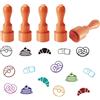 AHANDMAKER Mini timbri in gomma in legno a tema alimentare, 5 stili, prodotti da forno, con manico rotondo, ciambella, torta, croissant, pane, pretzel, timbri in legno, per fai da te, scrapbooking