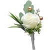 Mioaoa 1 fiore all'occhiello di rose bianche da uomo, per matrimonio, sposo, testimone dello sposo, fiori artificiali con spilli, per matrimoni, anniversari, celebrazioni, feste, balli, decorazione