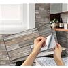 A.Monamour Adesivi per Piastrelle da Parete Adesivi per Mattonelle Autoadesivo Legno Effetto 3D Impermeabile PVC Decorazione Murale per Cucina Bagno Lavanderia 15cmx30cm