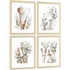 Nacnic Set Di 4 Stampe Decorative Da Parete, Cucina Botanica. Stile Country Bohémien. Cucina Rustica. Piante E Posate. Stampe Decorative Da Parete Per Soggiorno. Dimensioni A4 Telaio In Legno Chiaro