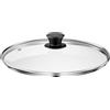 Brysalis 28cm Coperchio di Vetro,Coperchio Piatto con Bordo in Acciaio Inox | Coperchio per Padella con Pomello in Plastica, Trasparente Coperchio, Coperchio Bombato per la Cucina Pentole e Padelle