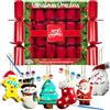 KreativeKraft Crackers di Natale, 6-Pacco Cracker Natalizi con Schiaccianoci per Dipingere Stesso, Include Pennello e Barattoli Vernice, Regali Natale (Rosso Ornamento)