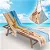 Surwin Telo Mare per Lettino Microfibra, Vacanza 3D Fodera per Sedia da Spiaggia Copertura per Sedia di Sdraio con Tasche Laterali, Asciugamano per Sport Piscina Spiaggia (75x210cm,Stella Marina)