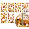 BHUBEB 93 Pezzi Vetrofanie Autunnali per Finestre, Decorazioni Autunno Casa con Foglie di Acero Gnomi Zucche e Animali, Adesivi Elettrostatici Bifacciali per Ringraziamento e Vetri, 6 Fogli 20x30cm