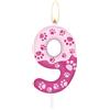 mciskin rosa zampa di can compleanno Candele, ragazzi ragazze 9° compleanno decorazioni,candele rosa numero 9 per torta, candele con impronta di zampa di per decorazioni di festa di compleanno