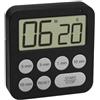 TFA Dostmann Timer Digitale Sportivo/Cucina/Apprendimento 38.2056 Include Cronometro Magnetico con 3 Livelli di Volume Selezione Rapida Grande Display Spia LED Timer per Uova (Nero)