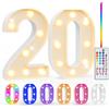 Ledido Lampada a LED con numeri illuminati a 35 colori, numeri 20 | Numeri luminosi a LED con telecomando, dimmerabile, decorazione per feste di compleanno, decorazione per matrimoni