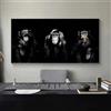 IHHGNB Divertente dipinto su tela con tre scimmie, stampe di animali, non ascoltare, non parlare, non vedere, scimmie, animali, arte murale, decorazione per la casa, 30x60 cm (12x24 pollici) senza cornice