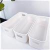 GENERIC 3 contenitori portaoggetti in plastica con manici, rettangolari, per casa, ufficio, cucina, bagno, organizzazione, articoli da toeletta, cancelleria, snack, soluzione senza ingombri