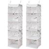 BrilliantJo Set di 2 Organizer Armadio, Portattuto da Appendere con 5 Scomparti con 6 Tasche Laterali a Rete per Vestiti, con 2 Ganci Organizzatore Armadio da 30 x 30 x 108 cm, Modello Bianco