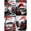 SHEGZHUC Confezione da 4 pezzi di diamond painting montagne paesaggio laghi 30 x 40 cm luna rossa ponte soffitta Giappone astratto diamante pittura ricamo decorazione da parete montagna Fuji