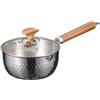 Elchuiaby Casseruola in Puro Titanio con Coperchio, Profonda per pentola a Nido d'Ape con Manico in Legno, pentole per induzione e fornelli a Gas (20 cm)