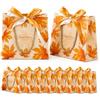 Xecamuvila 10 Pezzi Sacchetti Regalo con Motivo Foglia di Acero - Piccole Buste Regalo con Nastri a Fiocco, Decorazioni Autunnali per Ringraziamento e Compleanni