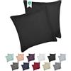 Barbons Federe 80 x 80 cm nero set di 2-100% Jersey di Cotone - Copri Cuscino per Letto - Fodera Protezione