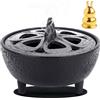 Qurxuanwe Bruciatore Incenso in Ghisa con Coperchio a Forma Fiore di Loto, Decorazione Casa Tradizionale Orientale Zen, Portaincenso Aromaterapia Multifunzione per Ufficio, Yoga, Camera da Letto, Soggiorno