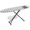 Relaxdays Asse da stiro 110x33 cm per ferri a vapore, regolabile, pieghevole, porta ferro, zigzag, grigio/bianco